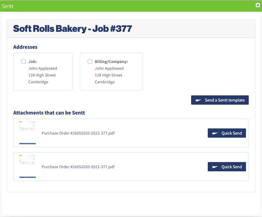 Job card Screenshot